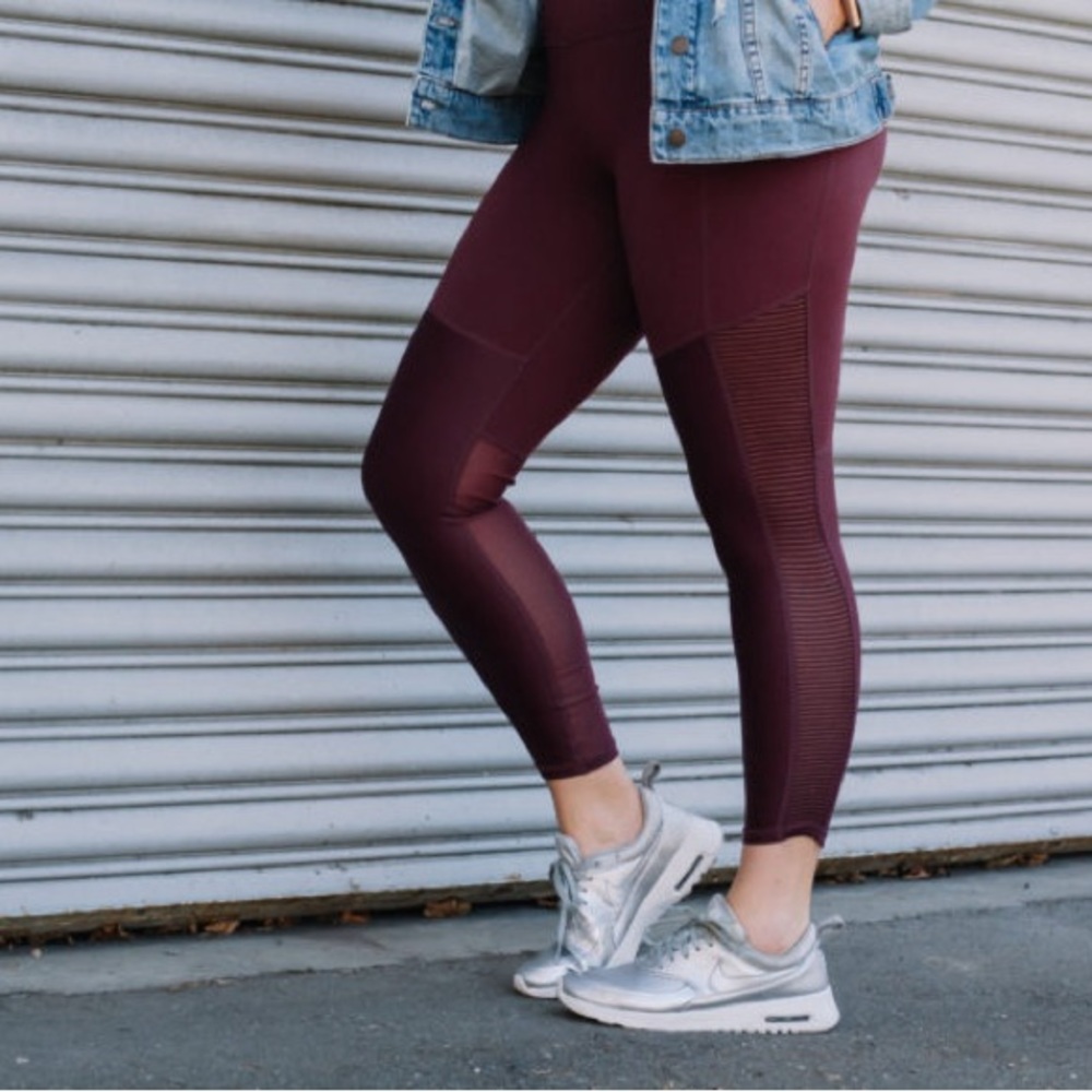 Sweaty Betty Power 7/8 Burgundy Mesh Leggings